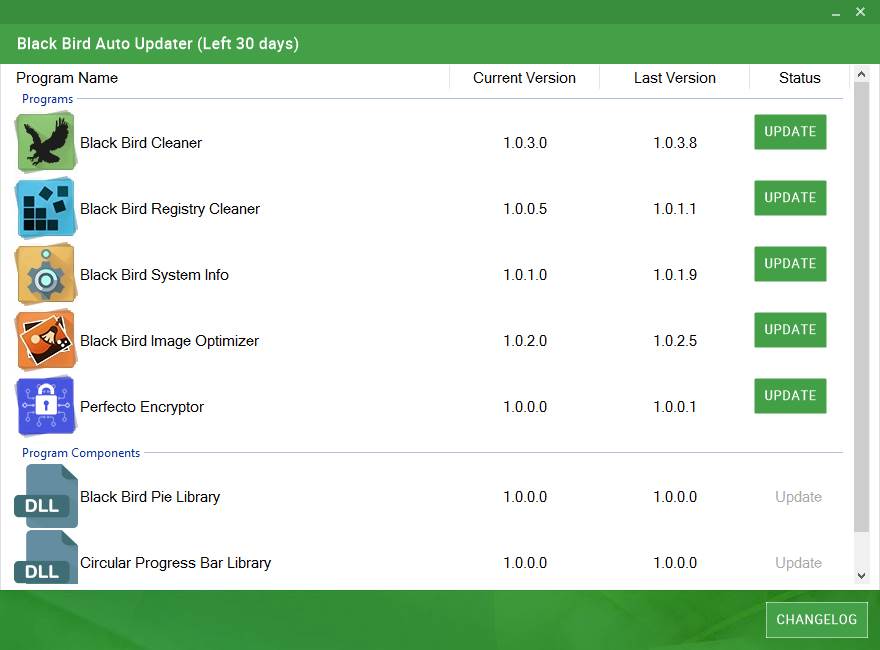 Update all Black Bird Cleaner Software